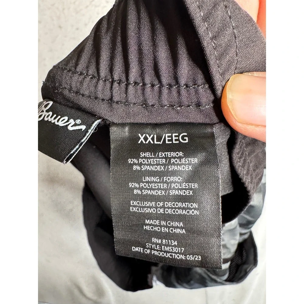 Eddie Bauer Gray Abstract Print Swim Trunks Mens XXL EMS3017 Zipper Pocket